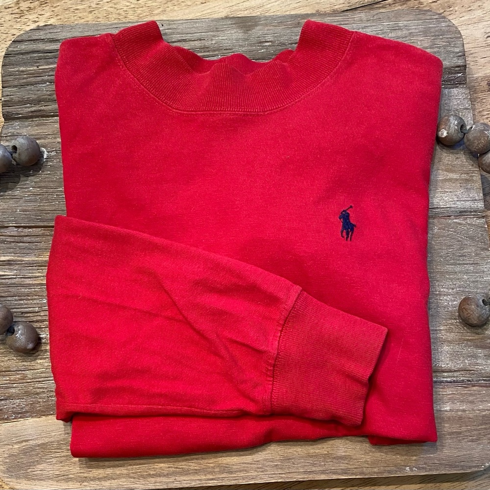 Vintage Polo by Ralph Lauren Boy’s Small Red Cotton High‎ Neck Collar Pullover
